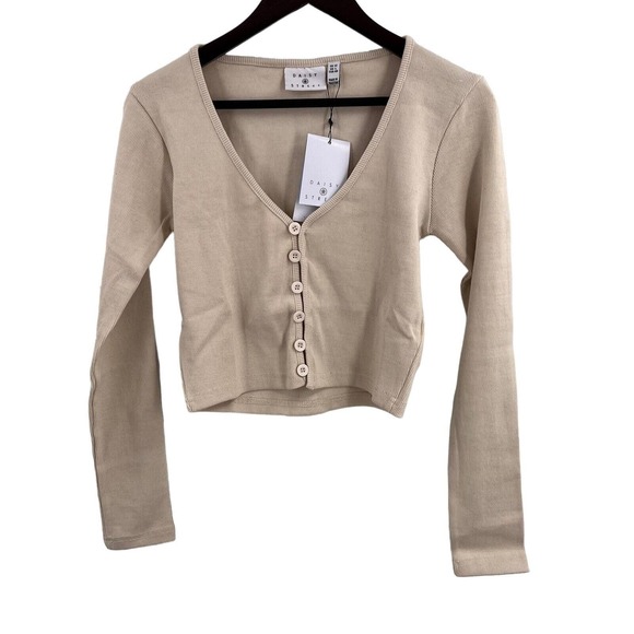 Daisy Street Cropped Cardigan Cream Size Large New - Picture 1 of 4